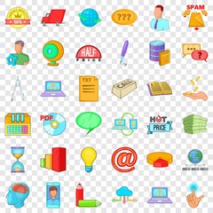 Poster - Digital contract icons set. Cartoon style of 36 digital contract vector icons for web for any design