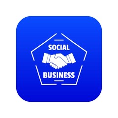Poster - Social business icon blue vector isolated on white background