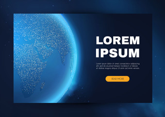 Wall Mural - eath planet in space with lights. realistic universe. cosmos background. landing page.