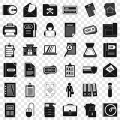 Poster - Right document icons set. Simple style of 36 right document vector icons for web for any design