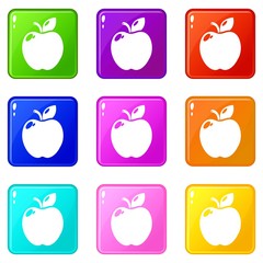 Wall Mural - Apple icons set 9 color collection isolated on white for any design