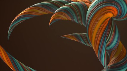 Poster - Colored twisted shapes motion graphics background. Computer generated abstract geometric 3D render loop animation. HD resolution.