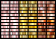 Set of gold rose, gold and copper foil texture gradation background. Metallic gradient swatches. Shiny Metal gradient palette collection. Isolated on black background. Vector illustration.