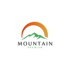Aufkleber - Mountain icon, Minimalist Landscape Hills logo design inspiration
