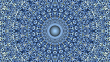 Blue Flower Garden Mandala Background Design - Abstract Geometrical Vector Ornament Wallpaper Illustration