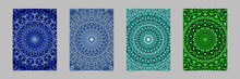 Color Floral Kaleidoscope Mandala Flyer Background Design Template Set - Vector Stationery Designs
