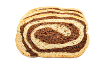 Wall Mural - Sliced Rye & Pumpernickel Swirled Bread Isolated on a White Background