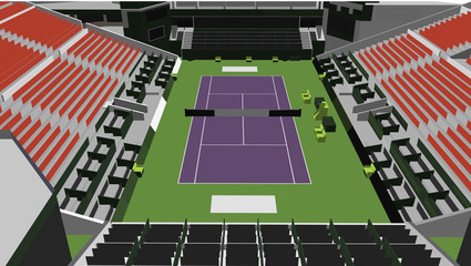 tennis court vector 3d white background