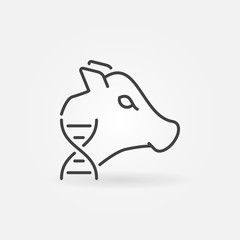 Poster - Cow with DNA vector concept icon or design element in thin line style