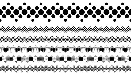 Poster - Repeating abstract geometrical circle pattern page break set - monochrome vector graphic design elements from circles