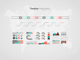 Aufkleber - Timeline vector infographic. World map