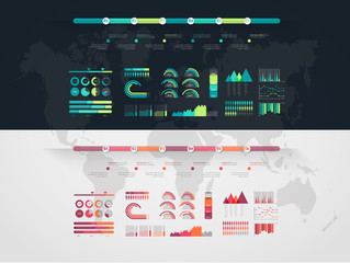 Aufkleber - Timeline vector infographic. World map