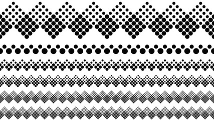 Poster - Geometrical monochrome dotted pattern divider line set - black and white abstract vector graphic design elements