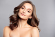 © cherry_d - Brunette girl with healthy curly hair and natural make up . Beautiful model woman with wavy hairstyle .Care and beauty