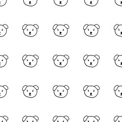 Poster - Seamless pattern Hand Drawn dog face doodle. Sketch style icon. Decoration element. Isolated on white background. Flat design. Vector illustration