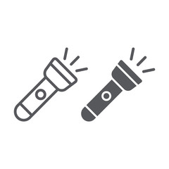 Poster - Flashlight line and glyph icon, light and electric, lamp sign, vector graphics, a linear pattern on a white background.