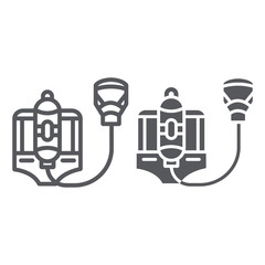 Poster - Fire respirator line and glyph icon, fireman and equipment, fire mask sign, vector graphics, a linear pattern on a white background.