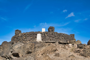 Wall Mural - Mirador Playa grande with blue sky in background, Puerto del Carmen, Lanztarote, Spain