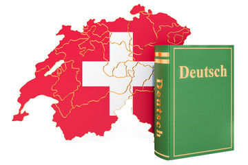 Poster - german language book with map of switzerland, 3d rendering