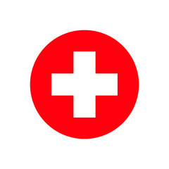 Poster - Red cross hospital isolated sign on white background. Medicine or pharmacy emblem.