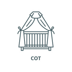 Wall Mural - Cot vector line icon, outline concept, linear sign