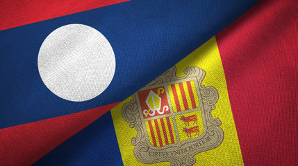 Laos and Andorra two flags textile cloth, fabric texture 