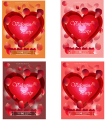 Vector Valentines Day night party flayer set