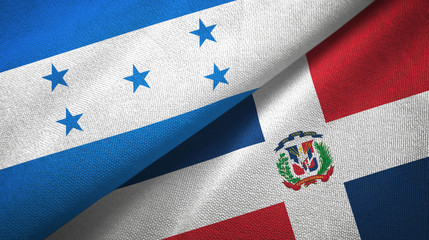 Honduras and Dominican Republic two flags textile cloth, fabric texture