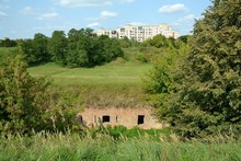 Brick Casemates Of The Brest Fortress Almost Hidden Behind The Rapidly Growing Vegetation