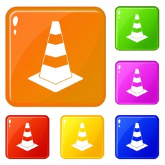 Poster - Traffic cone icons set collection vector 6 color isolated on white background