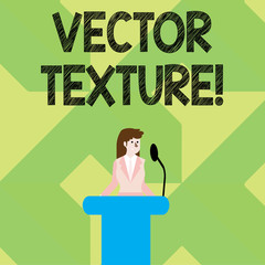 Poster - Writing note showing photo Texture. Business concept for A set of metrics calculated in the image processing Businesswoman Behind Podium Rostrum Speaking on Microphone