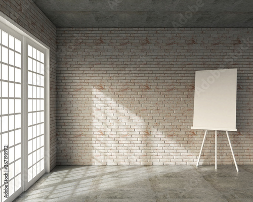 3d Rendering Of Loft Style Classroom With Whiteboard And