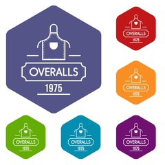 Poster - Overalls icons vector colorful hexahedron set collection isolated on white 