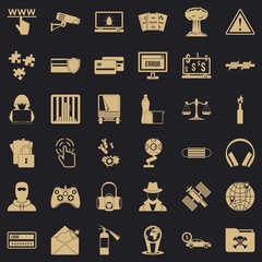 Poster - Crime icons set. Simple style of 36 crime vector icons for web for any design