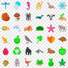 Biosphere Icons Set. Cartoon Style Of 36 Biosphere Vector Icons For Web For Any Design
