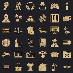 Poster - Cyber icons set. Simple style of 36 cyber vector icons for web for any design