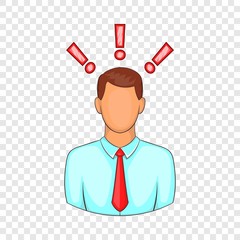 Poster - Man with exclamation marks icon. Cartoon illustration of human emotion vector icon for web design