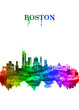 Boston Massachusetts skyline Portrait Rainbow