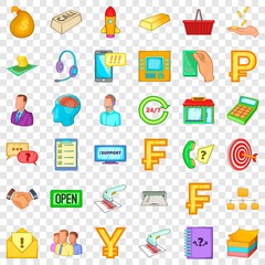 Poster - Business day icons set. Cartoon style of 36 business day vector icons for web for any design
