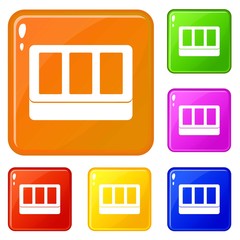 Poster - White window frame icons set collection vector 6 color isolated on white background