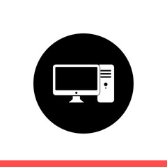 Fototapete - Desktop vector icon, computer symbol. Simple, flat design isolated on white background for web or mobile app