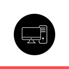 Fototapete - Desktop vector icon, computer symbol. Simple, flat design isolated on white background for web or mobile app