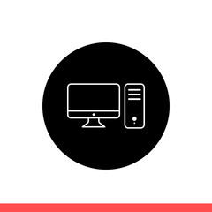 Fototapete - Desktop vector icon, computer symbol. Simple, flat design isolated on white background for web or mobile app