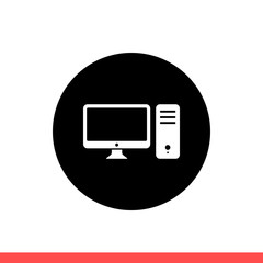 Fototapete - Desktop vector icon, computer symbol. Simple, flat design isolated on white background for web or mobile app