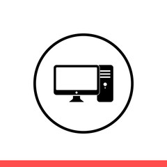 Fototapete - Desktop vector icon, computer symbol. Simple, flat design isolated on white background for web or mobile app