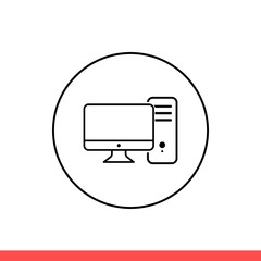 Fototapete - Desktop vector icon, computer symbol. Simple, flat design isolated on white background for web or mobile app