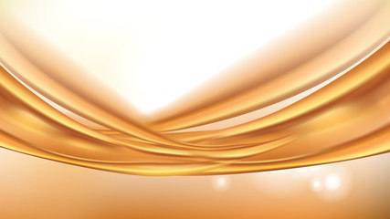 Poster - orange golden flowing liquid vector abstract background