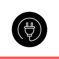 Fototapete - Plug vector icon, electric symbol. Simple, flat design isolated on white background for web or mobile app