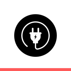 Fototapete - Plug vector icon, electric symbol. Simple, flat design isolated on white background for web or mobile app