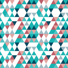 Triangles pattern in retro colors. Abstract vector geometric repeat background.